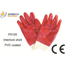 Baumwoll-Verriegelung PVC-beschichteter Sicherheits-Arbeitshandschuh (P5105)